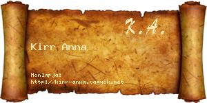 Kirr Anna névjegykártya